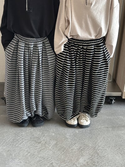 日系條紋蘿蔔寬褲13