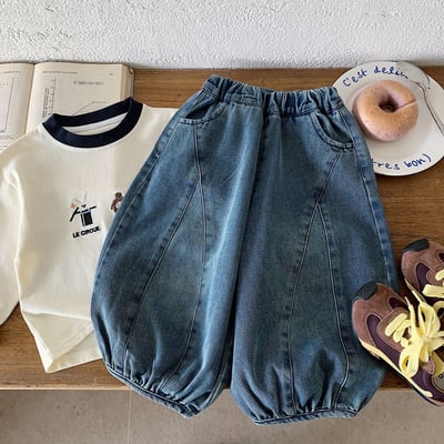 韓系寬鬆燈籠牛仔褲1