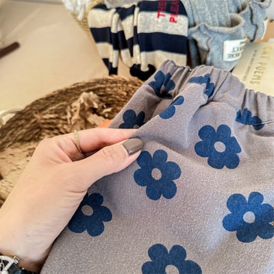 日系花朵寬鬆長褲4