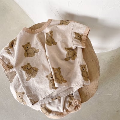 韓系滿版泰迪熊滾邊套裝9