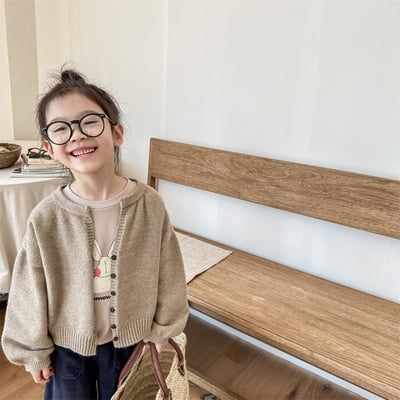 韓系簡約素色針織開衫11