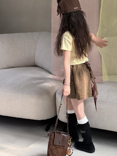 韓系街頭工裝A字短裙7