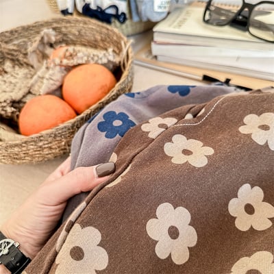 日系花朵寬鬆長褲8