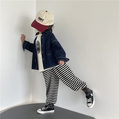 日系條紋縮口棉褲8