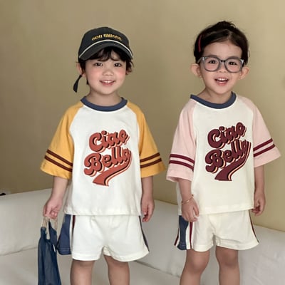 美式字母拼肩休閒套裝3