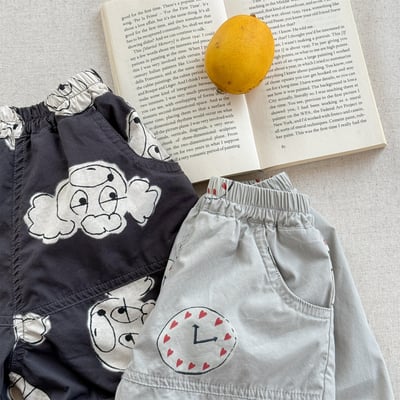 韓系童趣滿版塗鴉布短褲4