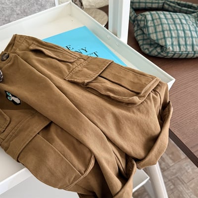 推 ♡ 韓系水洗棉刺繡工裝褲7