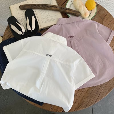 經典小刺繡素色襯衫7