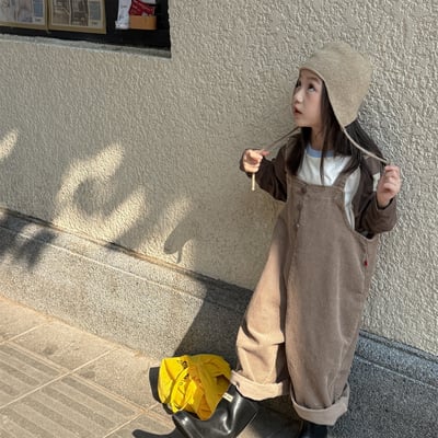 推 ♡ 韓系冬季條絨吊帶褲17