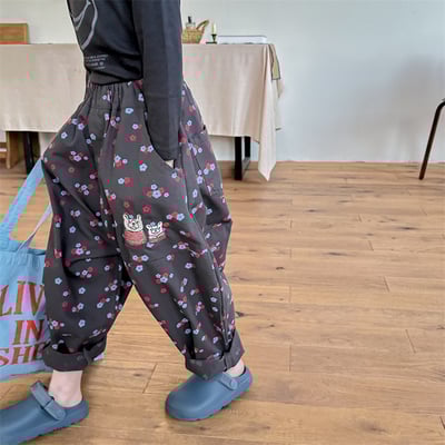 韓系法鬥刺繡花朵長褲15