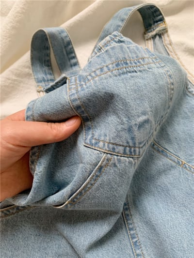 推 ♡ 日系復古寬鬆牛仔吊帶褲4