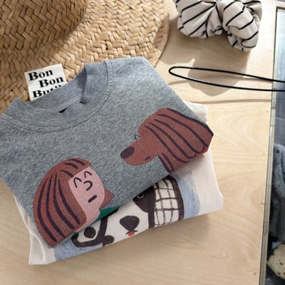 韓系塗鴉落肩寬鬆T1