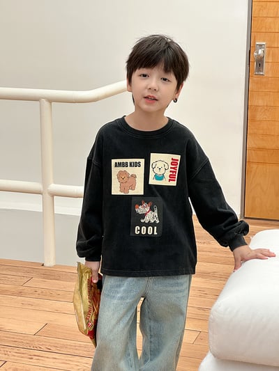 復古束口刷色狗狗上衣8