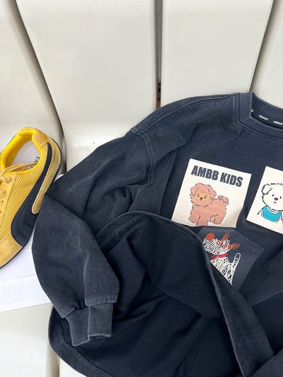 復古束口刷色狗狗上衣3