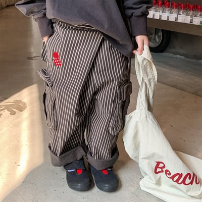 推 ♡ 韓系水洗棉刺繡工裝褲21