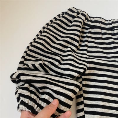 日系條紋縮口棉褲3