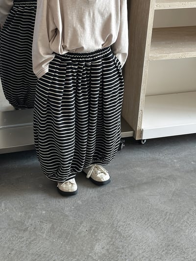 日系條紋蘿蔔寬褲3