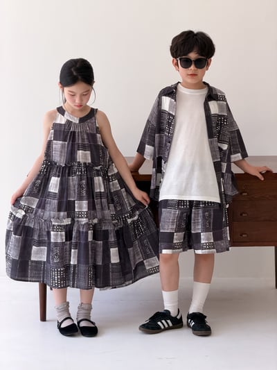 森系復古拼花格手足套裝11