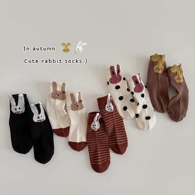 韓系小兔子中筒長襪 ( 5入組 ）1