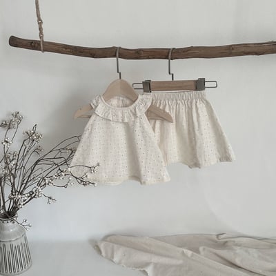 質感簍空刺繡荷葉領套裝1