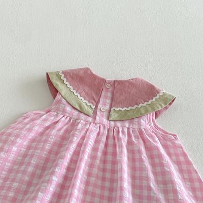 推 ♡ 可愛西瓜領格子姊妹裝12