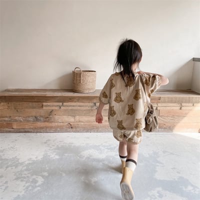 韓系滿版泰迪熊滾邊套裝13