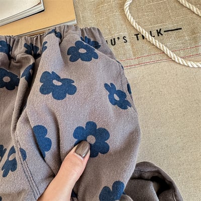 日系花朵寬鬆長褲9