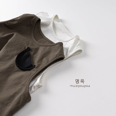 日系棉質貼布插畫無袖背心6