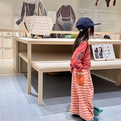 韓系粗條紋縮口休閒棉褲19