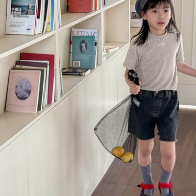 經典簡約下擺抽鬚牛仔五分褲21