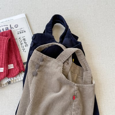 推 ♡ 韓系冬季條絨吊帶褲3