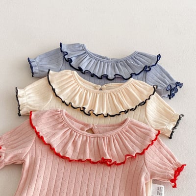 大片花領坑條包屁衣3