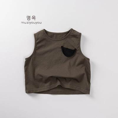 日系棉質貼布插畫無袖背心8