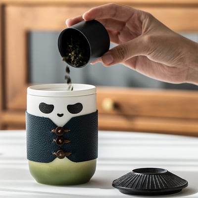 《熊貓大俠旅行茶具組/茶水分離杯》附收納包14