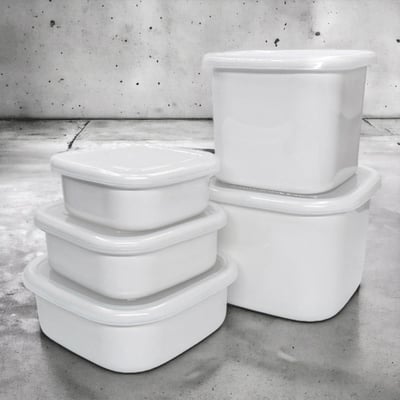 《日式加厚琺瑯方形保鮮盒》1