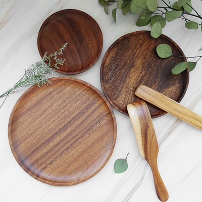 《胡桃木圓形餐盤》5
