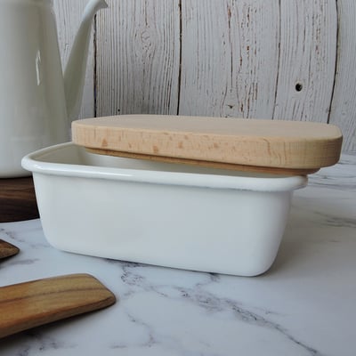 《日式加厚琺瑯奶油盒》含木蓋/800ml3