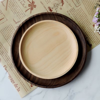 《日式原木圓形餐盤》櫸木/胡桃木5