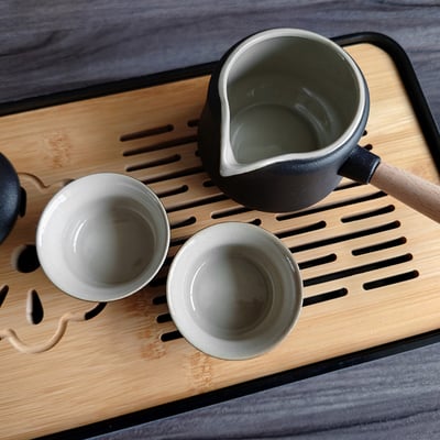 《陶瓷側把壺旅行茶具套組》附收納包12