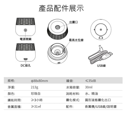 《杯子超音波精油香氛水氧機》30ml3