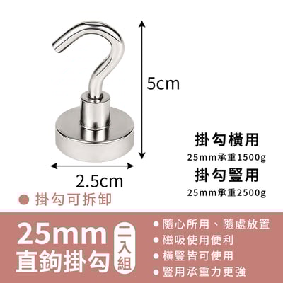 《磁吸金屬掛鉤》兩入組 廚房掛勾 居家收納 磁鐵掛鉤 掛鉤 生活收納14