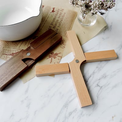 《原木摺疊鍋墊》櫸木/胡桃木7