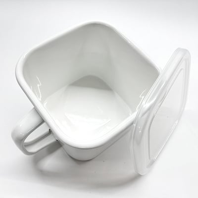 《日式加厚琺瑯方形收納杯+杯蓋》1.4L / 有刻度2