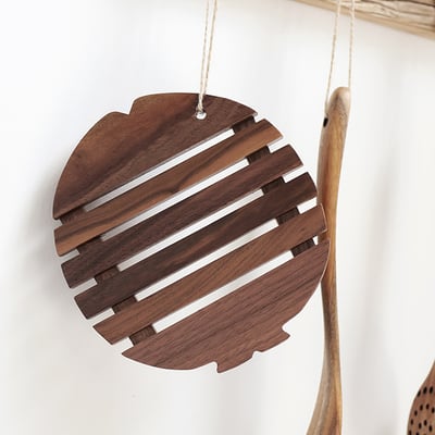 《原木魚骨造型鍋墊》胡桃木2