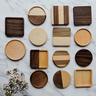 《日式原木杯墊》櫸木/胡桃木2