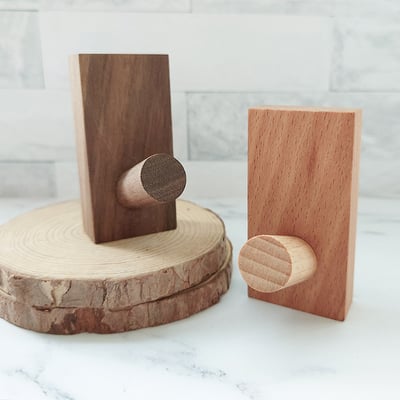 木製良品《免鑽孔實木掛勾》胡桃木/櫸木4