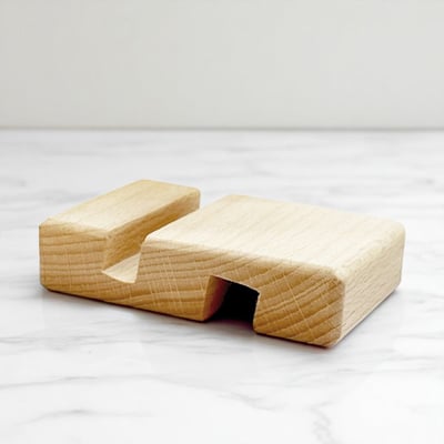 《原木便攜雙槽手機支架》9