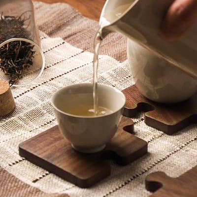 《拼圖原木杯墊》胡桃木8