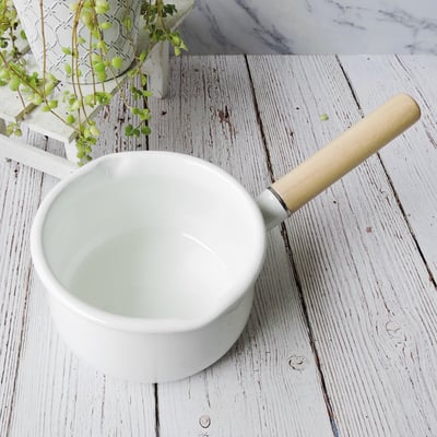 《日系加厚琺瑯雙漏嘴木柄鍋》15cm/1100ml4
