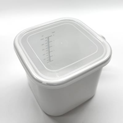 《日式加厚琺瑯方形收納杯+杯蓋》1.4L / 有刻度3